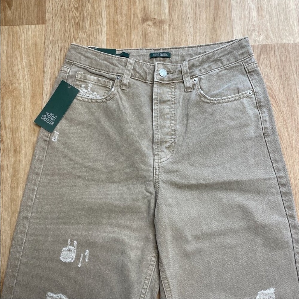Wild Fable Straight Leg High Rise Distressed Light Brown Casual Denim Jeans NWT - Picture 7 of 13